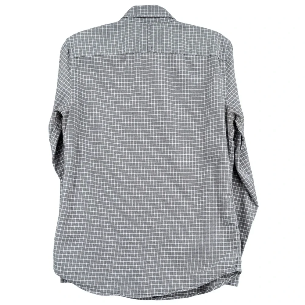 Banana Republic Luxe Flannel Men S Cotton Gray Grid Slim Fit Button Down Shirt